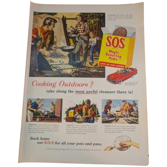 1950 Pabst Blue Ribbon | SOS Magic Scouring Pads - Full Page Color Advert - Picture 2 of 6